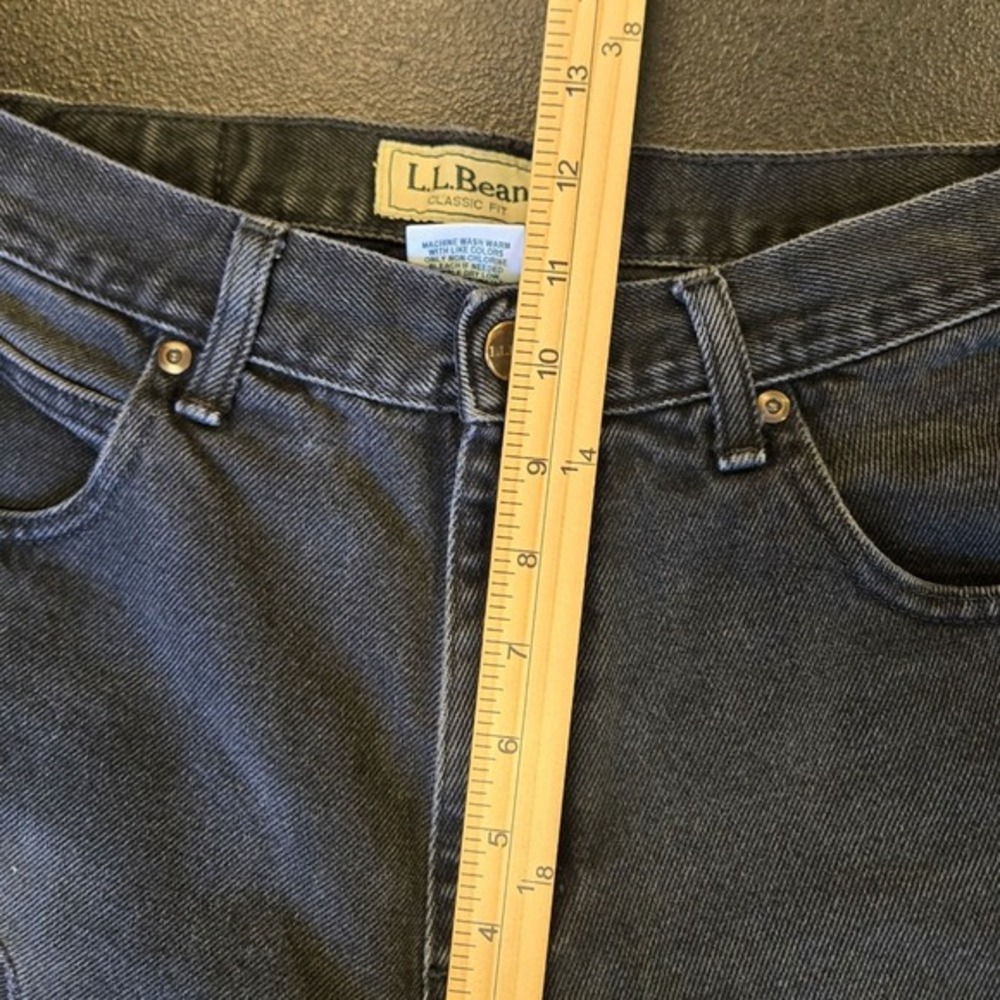 LL Bean Classic Fit Jeans Women's‎ 28 Black Faded Denim Patch Vintage - Picture 10 of 12